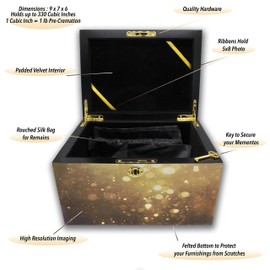 Shining His Light (Gold) Cremation Urn Memorial Collection Chest with Lock and Key, Cremation Urns for Adult Ashes, Urns for Human Ashes Adult or Child…