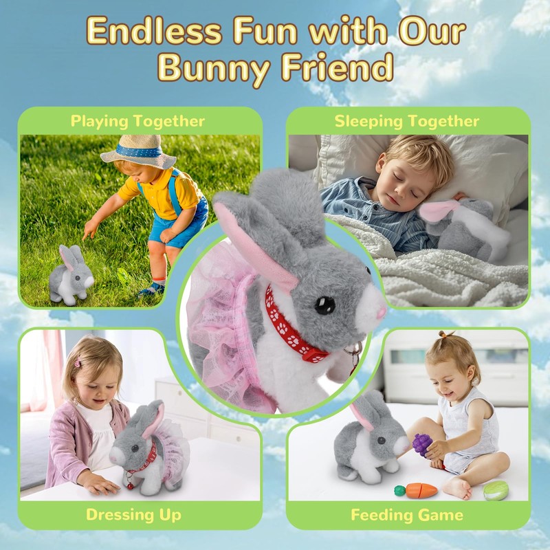 Walking Bunny Toys for Kids, bunny stuffed animal Interactive Electronic