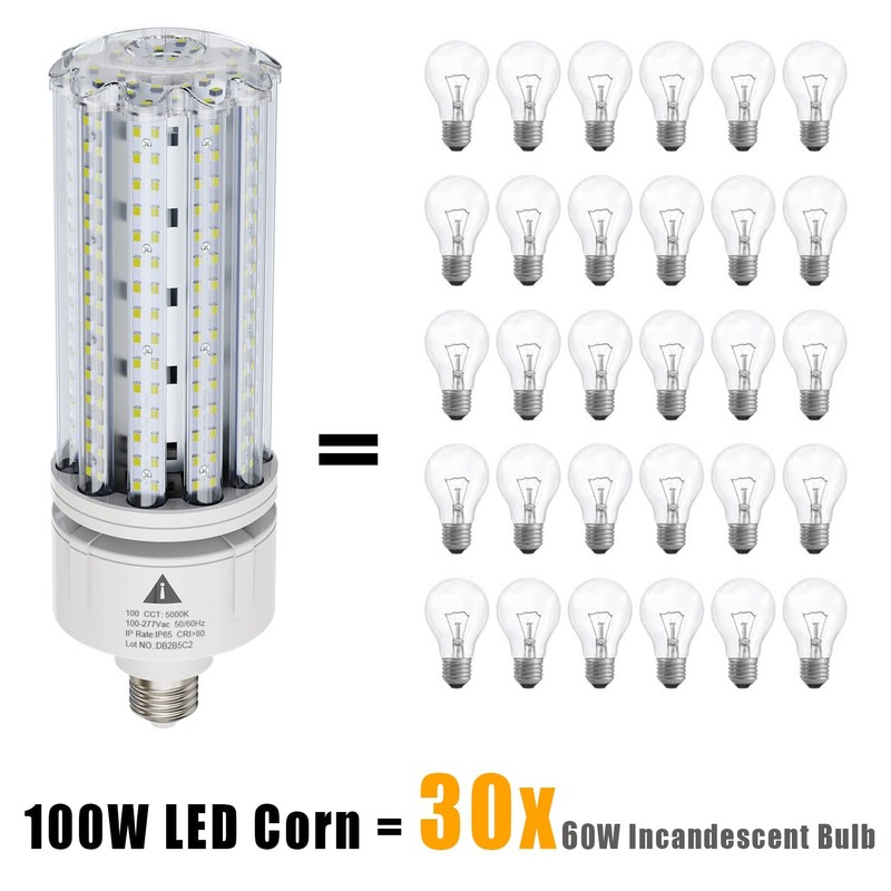 2 Pack 100W LED Corn Light Bulb 5000K Daylight 15000