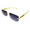 Dweebzilla Metal Jaguar Slim Rimless Luxury Rectangular Sunglasses (Gold Metallic