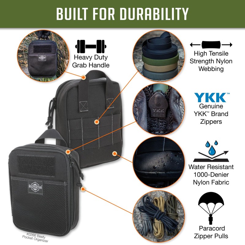 MAXPEDITION Beefy Pocket Organizer (Black) Compact, MOLLE-Compatible, 1000D Nylon Tactical