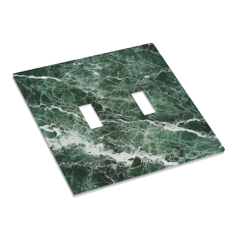Donecmminery Decorative Switch Plates Forest Marble Dark Green With White