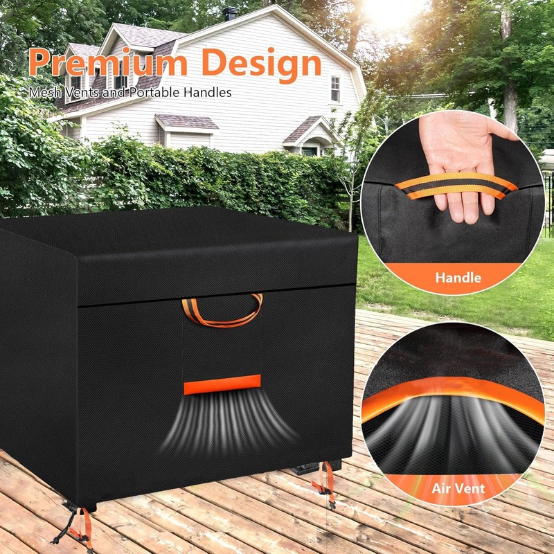 JZAHYUK Fire Pit Cover Square 36"x36"x24", 600D Heavy Duty Oxford