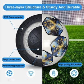 UTiTiVOOD Football Size 5 Football Gifts Boys Football Fans Leather Football Lovers Size 5 with Pump