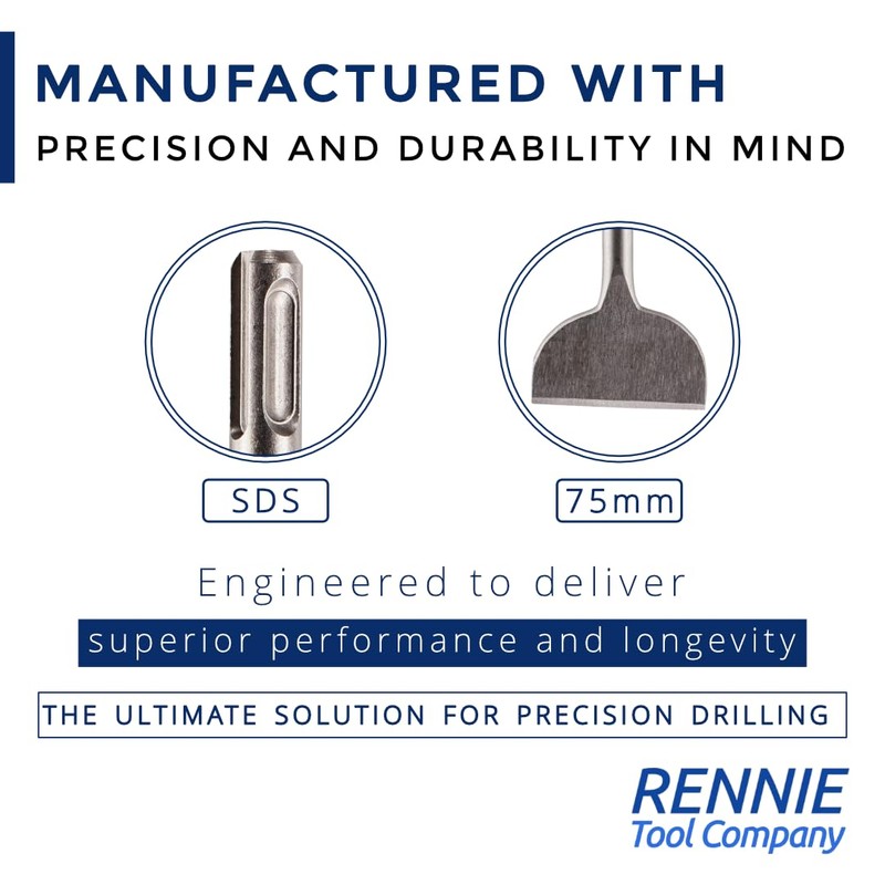 Rennie Tools SDS Plus Chisel Bit 75mm Wide x 250mm