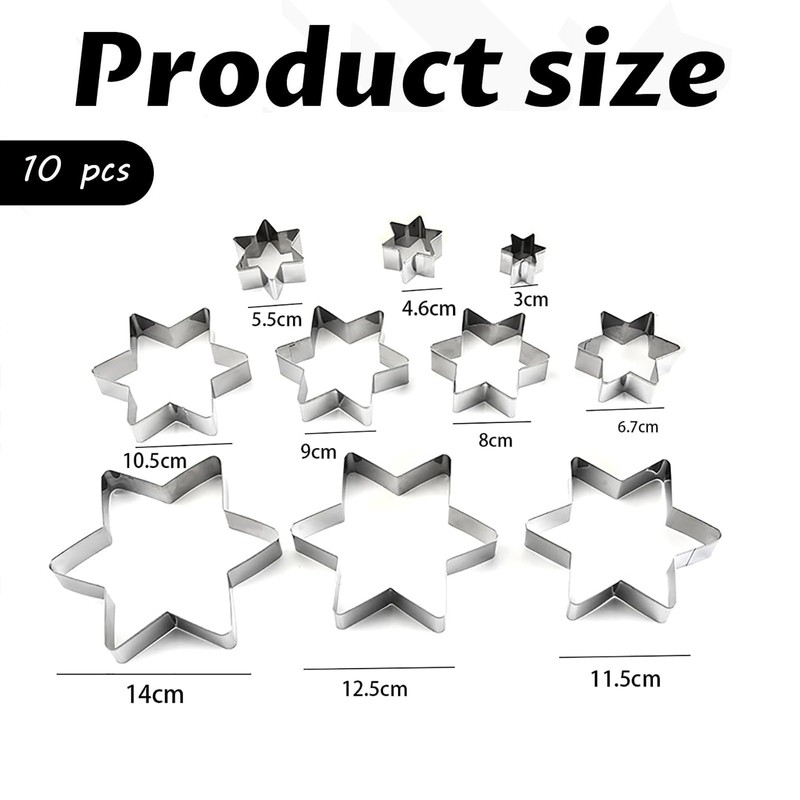 Jidyllic 10 Pcs Star Cookie Cutters Set