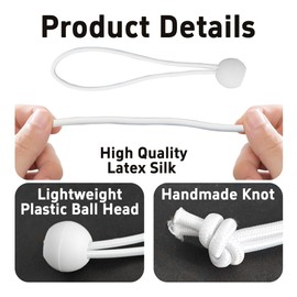 PDETVEO 25PCS 6 Inch Heavy Duty Ball Bungee Cords, Elastic Ball Bungee Cords, White Ball Bungee Cord, Weather Resistant Tie Down Strap for Camping, Tents, Straps