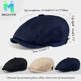 MEGAVOW Peaked Cap for Men and Women, Beret Cap, 8 Panels, Herringbone Retro Flat Cap, Gatsby Cap, Newsboy Flat Cap, Size 55-59 cm, darkblue
