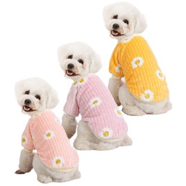 MOIRIG Dog Sweater, Dog Sweaters for Small Dogs, 2, 3 Pack Warm Soft Pet Clothes for Puppy, Medium Large Cat, Dogs Girl or Boy, Dog Shirt for Winter Christmas (Pink+Purple+Yellow, X-Small)