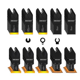 AMZWEI 50PCS Titanium Oscillating Tool Blades, Curved Edge Oscillating Saw Blades for Metal, Wood, Plastic, Quick Release Multi Tool Blades Compatible with Dewalt Milwaukee Ryobi Rockwell Fein