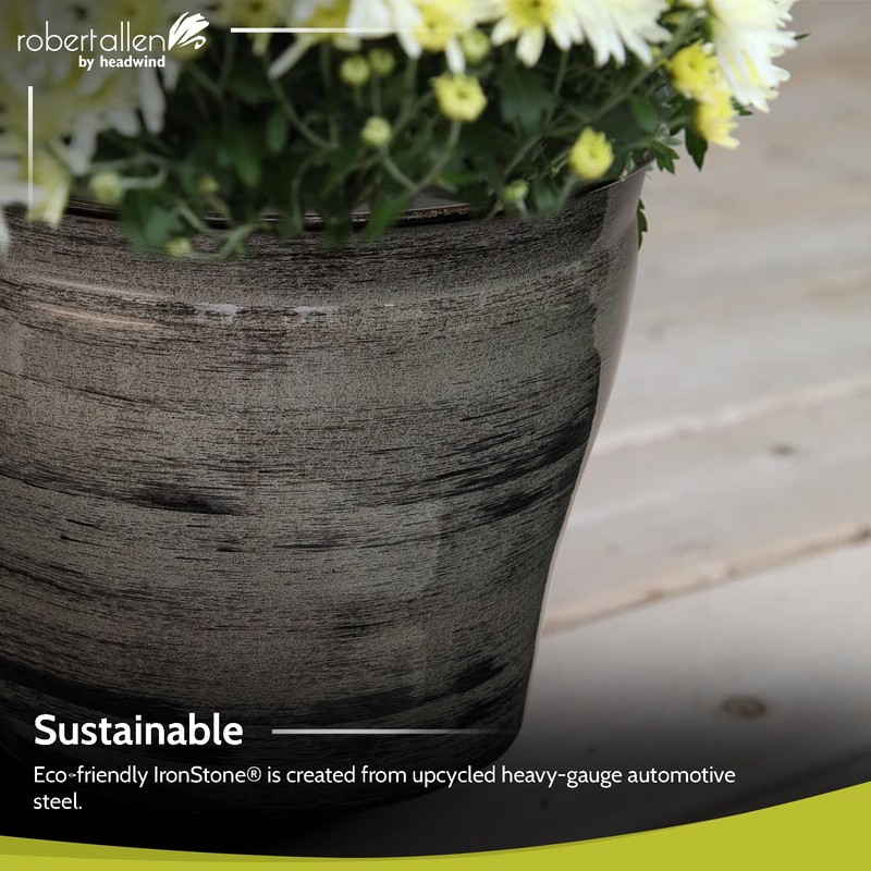Robert Allen by Headwind - Ironstone Vanhorne Glazed Metal Planter