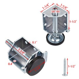 OwnMy Heavy Duty Adjustable Leveling Feet Corner Protector Guard Bracket Furniture Legs Levelers for Furniture, Table, Cabinets, Workbench, 2 Left and 2 Right Corner Leveling Legs
