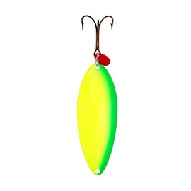 Lucky Strike Bait Works Lizard Lure Spoon Fishing Lure for Pike and Lake Trout, Designed in Canada (Size 4.25, FL Yellow Green Nickel)
