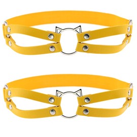 YunPeng Women Cute Leather Elasticity Leg Harness Garter Belts Adjustable Punk Thigh Garter 2pcs Yellow