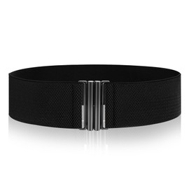 JIEYAO Wide Elastic Waist Belts for Women, Vintage Stretch Waist Belt Elastic Belt for Dresses with Lock Buckle(black)