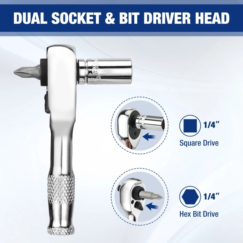 WORKPRO Stubby Ratchet & Bit Driver Set 16 PCS, 1/4",