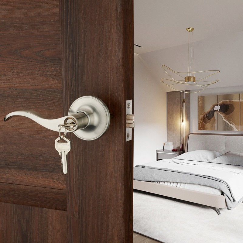 HENYIN Door Lever Handle Lock for Entrance, Passage and Bathroom