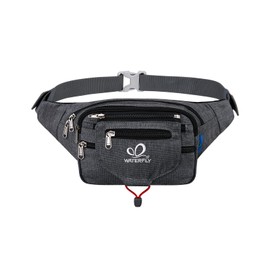 Waterfly Bum Bag for Men and Women, Sports Belt Bag, Waterproof Waist Bag with 5 Compartments, Ideal for Outdoor, Cycling, Travel, Hiking, grey