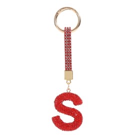 RANXIZY Crystal Initial letter Car Keychain for Women with Sparkly Rhinestone Diamond keychain for Wallet Backpack Bag Charm(Red S)