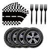 72 Pcs Race Car Paper Plates and Napkins Party Supplies