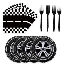 72 Pcs Race Car Paper Plates and Napkins Party Supplies , Race Car Birthday Party Decorations Disposable Party Plates and Napkins Tableware Set for Boys Birthday Baby Shower Serves 24 (Race Car)