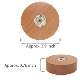 Bituulor Battery Power 4 inch Wood Light Base Display Stand for Crystal Art Glass,Warm Light