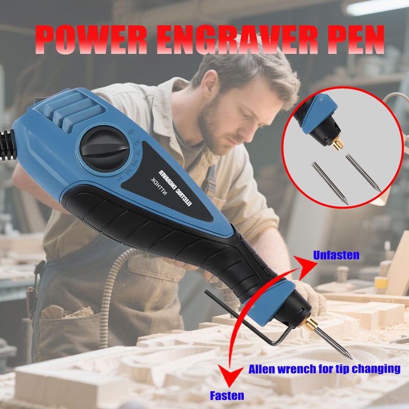 Engraver Pen, 25W 6 Speed Engraving Pen for Metal, Wood,