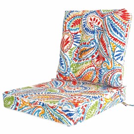 XXPILOS Outdoor Chair Cushions Seat/Back Set Patio Furniture Cushion Indoor & Outdoor 22x22 Inch with Ties Waterproof Home Garden