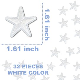 Star Iron On Patches, Stars Embroidery Applique Patch, Cute DIY Decorative Patches for Clothing Jeans Jackets Backpacks Hats (32 Pieces White)