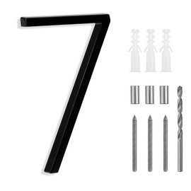 SEISSO 844717 5-Inch House Numbers for Outside, Modern Floating Metal Door Numbers Address Sign Decor for 911 Visibility Signage with Nail Kits, Black House Number 7