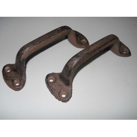 4 Heavy Duty Rustic Cast Iron Barn Handles - Antique Style Gate Pulls, Decorative Shed Door Hardware Vintage Decor