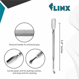 FLINX Nail Cuticle Pushers Tool with Pouch Nail Tools for Manicure & Pedicure Metal Cuticle Pusher and Scraper Empujador de Cuticula Professional Cuticle Tools for Nails, Nail Pusher and Nail Scraper