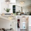 Finktonglan Mini Crystal Chandelier, 7.9" Square Flush Mount Ceiling Light,