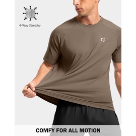 G Gradual Men's Workout Athletic T-Shirts Moisture Wicking Cooling Running Shirts Short Sleeve Performance Tee for Gym Tennis(Taupe,L)