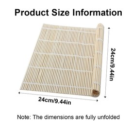 GNHG Sushi Mat Bamboo Mat Sushi Set to Make Yourself Bamboo Sushi Rolls, 24 x 24 cm Sushi Rolling Mat in Japanese Style Sushi Bamboo Curtain Beginners DIY Bamboo Rolling Mat Pack of 2
