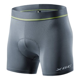 XGC Men's Cycling Underwear Shorts with High-Density High-Elasticity and Highly Breathable 4D Gel Padded (Grey, L)