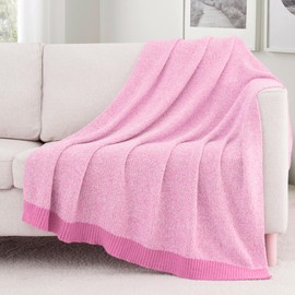 Carriediosa Heather Throw Blanket 60" X 80" Twin, 400GSM Ultra Soft Microfiber Fuzzy Fluffy Reversible Knitted Blankets Cozy Plush Lightweight and Warm Fall Throws for Couch, Bed, Sofa, Hot Pink