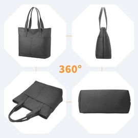 Simcat Tote Bag for Women with Zipper Large Capacity Shoulder Bags Waterproof Handbag for Work School Travel College Gray