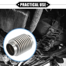 X AUTOHAUX Car Exhaust Flexible Pipe, 45x95mm 1.77"x3.74" Exhaust Flex Connector Pipes Bellows Universal for Car Durable Stainless Steel Silver Tone