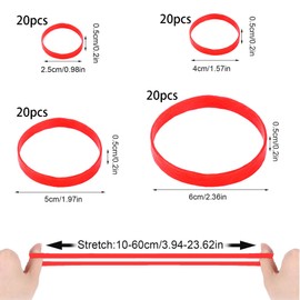 Elastic Bands Heavy Duty 80Pcs Thick rubber bands Natural Strong Money Elastic Bands Wide Rubber Band Stationary Stretchable Bands for Home School Office Workshop Accessories,Red 2.5/4/5/6CM