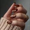 ONPRESS 24Pcs Brown Press on Nails Short Almond Fake Nails
