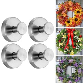 4 Pcs Suction Cup Hooks for Wreath,Shower Hooks Suction,Stainless Steel Suction Cup Hooks,Heavy Duty Suction Hooks for Christmas Wreath,Window Suction Cup Hook for Bathroom Kitchen Wall