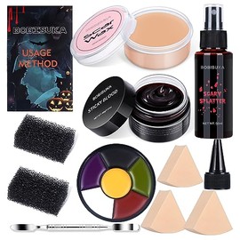 BOBISUKA Demonic Special Effects Sfx Kit de Maquillaje Halloween - 5 Colores Maquillaje de Moretones Paleta de Pintura Corporal de Cara + Cera Cicatri