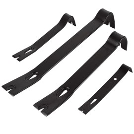 LOPYXBR 4 PCS Flat Bar Pry Bar Set -15" 12" 9" 7", Heavy Duty Crowbar Carbon Steel Nail Puller Utility Claw Bar for Woodworking, Prying, Lifting, Pulling, Home Remolding