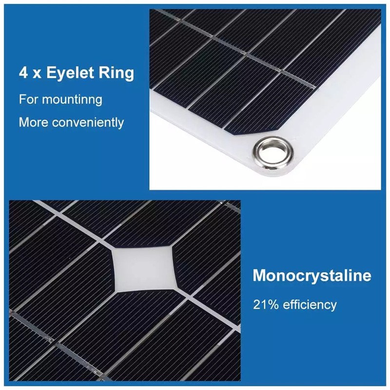 18V 25W Monocrystalline Solar Panel Kit Dual USB Cellphone Recharger