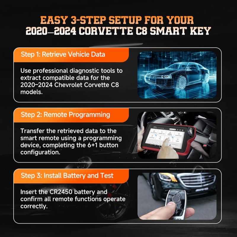 Fit for Chevy Corvette C8 2020-2024 Smart Key Fob 433MHz