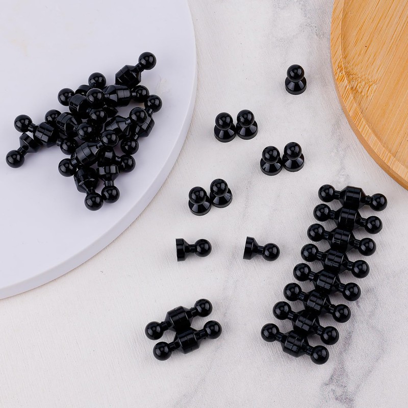50pcs Push Pin Magnets, Black Map Pushpin Magnets Packed in