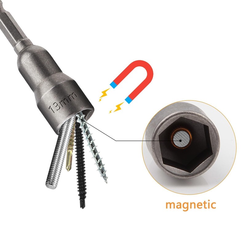 TXXATX Hexagonal Sockets 13 mm Magnetic Hex Bit Set Socket