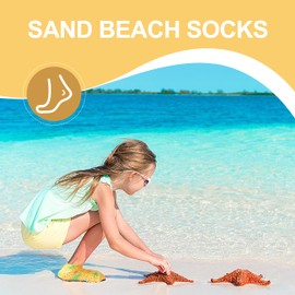 RANDY SUN Kids Quick-Dry Sand Not Waterproof Socks, Barefoot Beach Pool Durable Antiwear Socks for Surf Swim Yoga Water Sport Protect Against Sunburn Gift(1 Pair Yellow&Green Star 7.48IN)