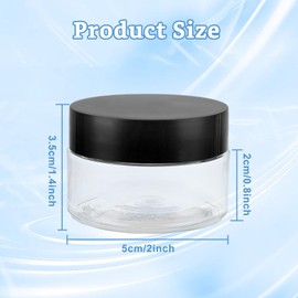 MUXHEL 60 Pcs 1oz Clear Cosmetic Jars with Lids and Stickers, 1oz Plastic Containers with Lids, Round Leak Proof Small Cosmetic Travel Containers for Lotion, Cream, Eyeshadow and Small Craft